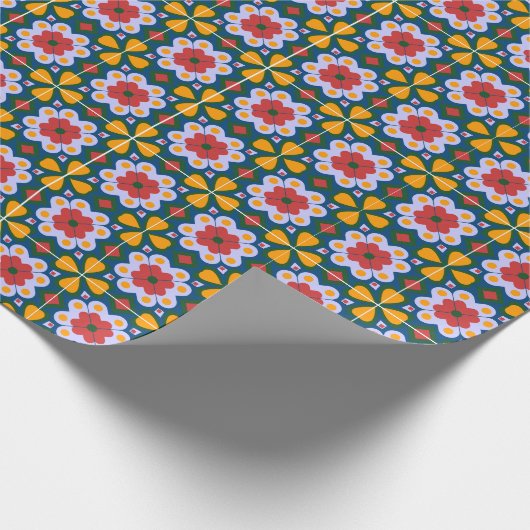 Lissabon kleurrijke tegels of azulejos patroon cadeaupapier (Hoek)