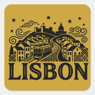 Lissabon Lisboa Portugal Minimalistisch Reisidee Vierkante Sticker