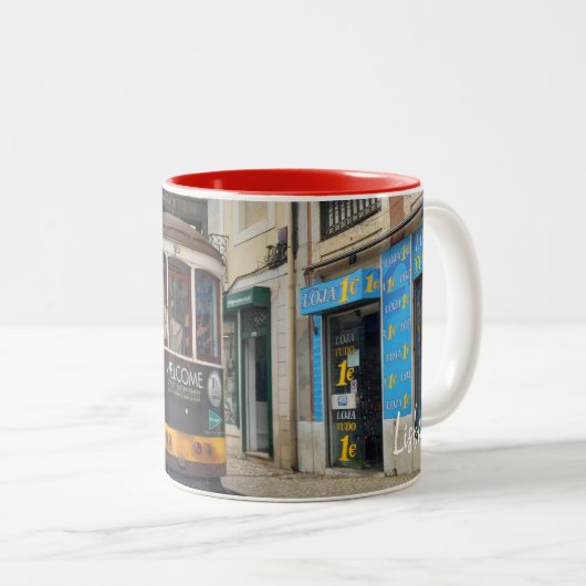 Lissabon - Lissabon - Lissabon - het echte Portuga Tweekleurige Koffiemok (Voorkant rechts)