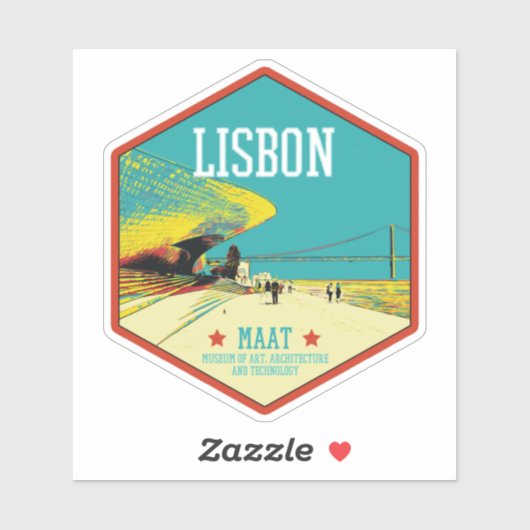 Lissabon MAAT uitzicht illustratie Portugal Sticke Sticker (Vel)