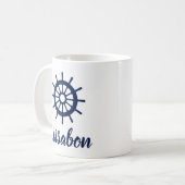 Lissabon - Maritime Style Blue en White Mok (Voorkant links)