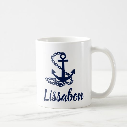 Lissabon - Maritime Style Blue en White Mok (Rechts)