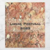 Lissabon Oranje Brown Abstract Wijn Etiket (Enkel label)