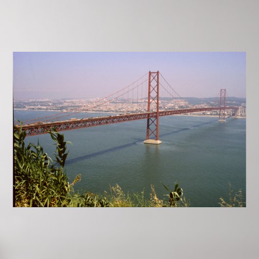 Lissabon Portugal 25 de Abril Bridge River Tejo Poster (Voorkant)