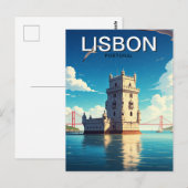 Lissabon Portugal Anime Style Belem Tower Travel Briefkaart (Voorkant / Achterkant)