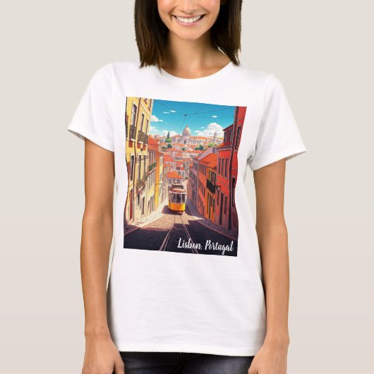 Lissabon Portugal Anime Style T-shirt (Voorkant)