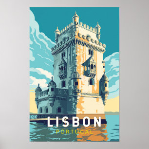 Lissabon Portugal Belem Toren Reis Kunst Vintage Poster