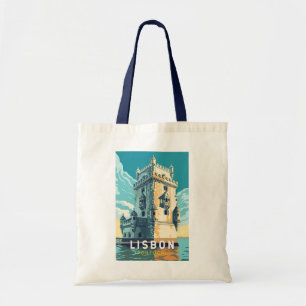 Lissabon Portugal Belem Tower Travel Art Vintage Tote Bag