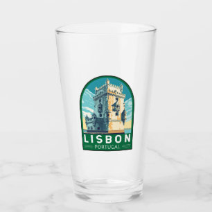 Lissabon Portugal Belem Tower Travel Retro Embleem Glas