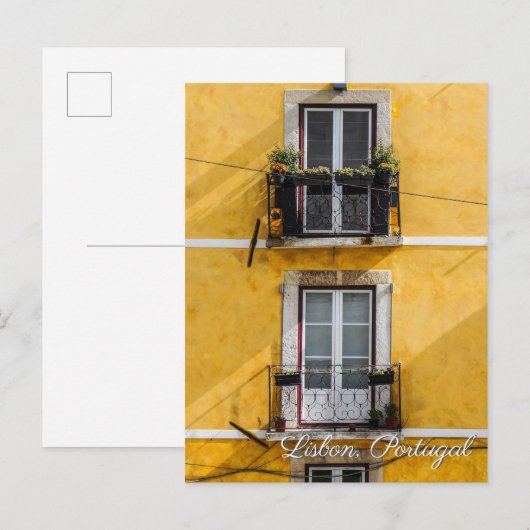 Lissabon Portugal briefkaart gele wandreizen (Voorkant / Achterkant)