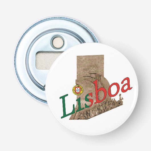 Lissabon Portugal Button Bottle Opener (Voorkant)