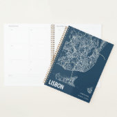 Lissabon Portugal City Map Line Art Blue Planner (Display)