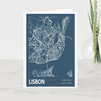 Lissabon Portugal City Map Line Art Blue Print Kaart