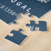 Lissabon Portugal City Map Line Art Blue Print Legpuzzel (Zijkant)