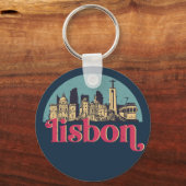 Lissabon Portugal City Skyline  Cityscape Sleutelhanger (Voorkant)