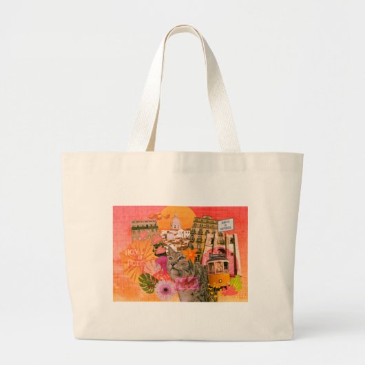 Lissabon Portugal collage Grote Tote Bag (Voorkant)