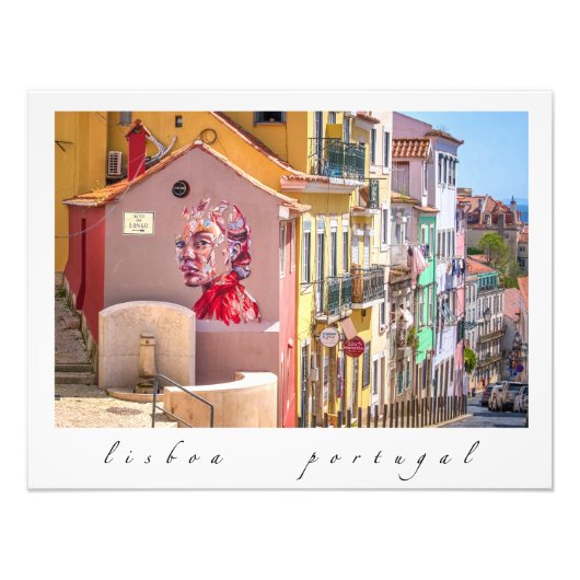 Lissabon, Portugal, Colorful Mural, foto Foto Afdruk (Voorkant)
