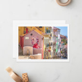 Lissabon, Portugal, Colorful Mural, Note Kaart Notitiekaartje (Voorkant / Achterkant in situ)