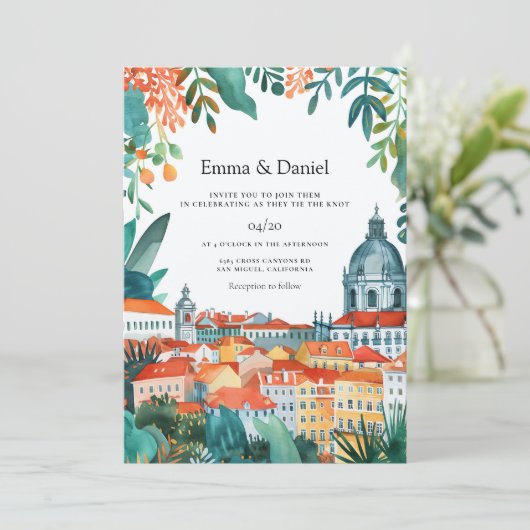 Lissabon Portugal Europese Bestemming Trouwen Kaart (Staand voorkant)