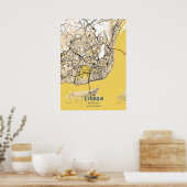 Lissabon - Portugal Gele Stadskaart Poster (Keuken)