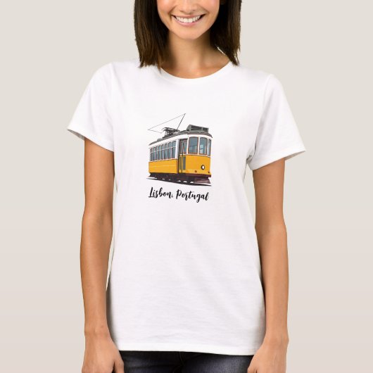 Lissabon Portugal gele tram T-shirt (Voorkant)