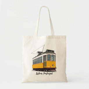 Lissabon Portugal gele tram Tote Bag
