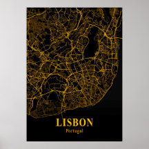 Lissabon - Portugal Gold City Map