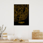 Lissabon - Portugal Gold City Map Poster (Keuken)