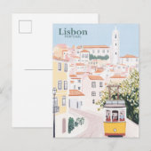 Lissabon Portugal Gouache Verf Illustratie Reizen Briefkaart (Voorkant / Achterkant)