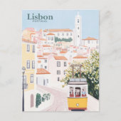 Lissabon Portugal Gouache Verf Illustratie Reizen Briefkaart (Voorkant)