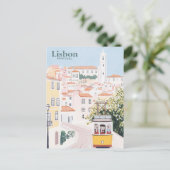 Lissabon Portugal Gouache Verf Illustratie Reizen Briefkaart (Staand voorkant)