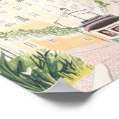 Lissabon Portugal Gouache Verf Illustratie Reizen Poster (Hoek)