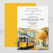 Lissabon Portugal Huwelijksuitnodiging Retro Kaart (Voorkant / Achterkant)