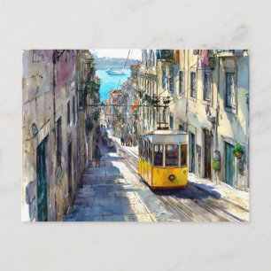 Lissabon Portugal Illustratie Fotografie Trein Briefkaart