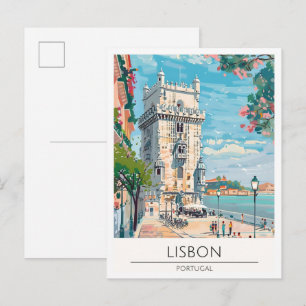 Lissabon Portugal Kunst Illustratie Reizen Briefkaart