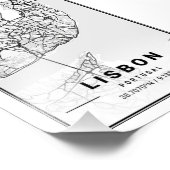 Lissabon - Portugal Light City Map Foto Afdruk (Hoek)