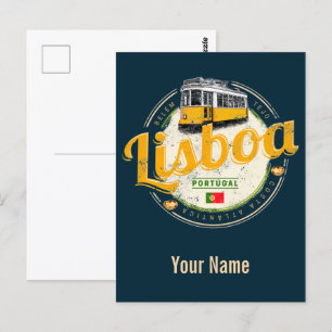 Lissabon Portugal met de  Souvenir van Retro Tram Briefkaart