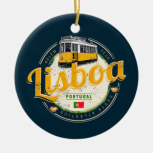 Lissabon Portugal met de  Souvenir van Retro Tram Keramisch Ornament