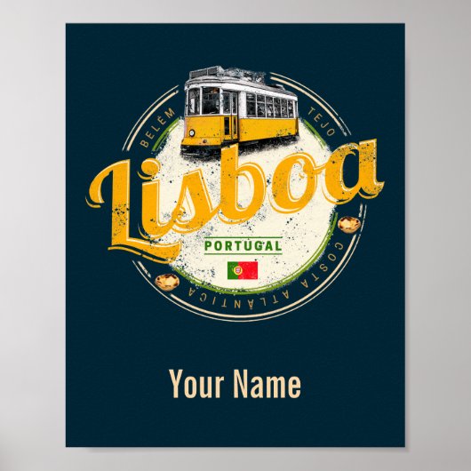 Lissabon Portugal met de  Souvenir van Retro Tram Poster (Voorkant)