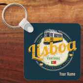Lissabon Portugal met de Souvenir van Retro Tram Sleutelhanger (Voorkant)