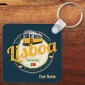 Lissabon Portugal met de Souvenir van Retro Tram Sleutelhanger (Achterkant)