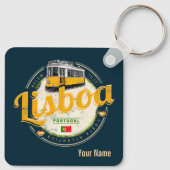 Lissabon Portugal met de Souvenir van Retro Tram Sleutelhanger (Achterkant)