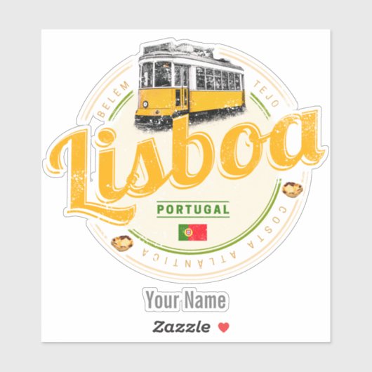 Lissabon Portugal met de  Souvenir van Retro Tram Sticker (Vel)