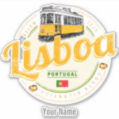 Lissabon Portugal met de  Souvenir van Retro Tram Sticker (Voorkant)