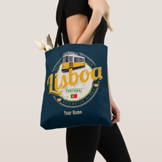 Lissabon Portugal met de  Souvenir van Retro Tram Tote Bag (Dichtbij)