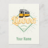 Lissabon Portugal met  feestdag met Retro Tram Briefkaart (Voorkant)