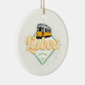 Lissabon Portugal met  feestdag met Retro Tram Keramisch Ornament (Rechts)