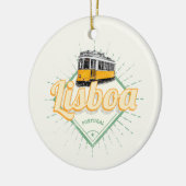 Lissabon Portugal met  feestdag met Retro Tram Keramisch Ornament (Links)