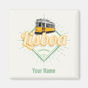 Lissabon Portugal met feestdag met Retro Tram Magneet