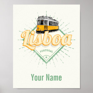 Lissabon Portugal met  feestdag met Retro Tram Poster